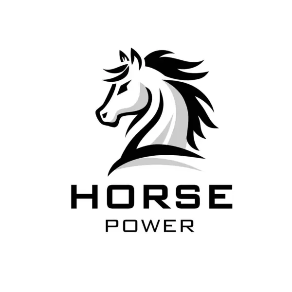Emblema Monocromático Símbolo Cabeça Cavalo Ilustração Vetorial Fundo Branco Gráficos Vetores