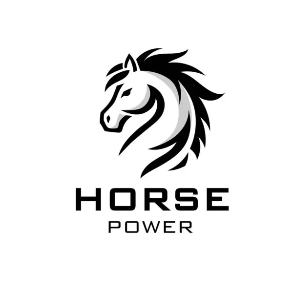 Emblema Monocromático Símbolo Cabeça Cavalo Ilustração Vetorial Fundo Branco Ilustração De Bancos De Imagens