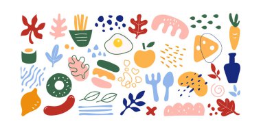 Yiyecek nesneleri, deniz ürünleri, sebzeler ve meyveler. Sağlıklı bir yaşam tarzı. Çiftçi pazarı