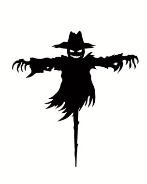 Cadılar Bayramı Korkunç Korkuluk Silueti Çizimi