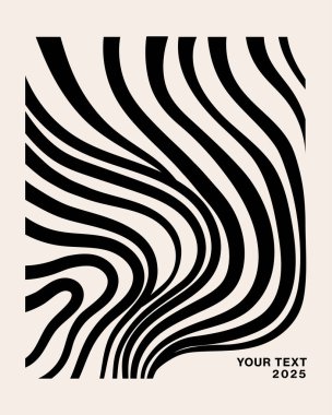 Siyah beyaz dalga çizgileri vektörünün evrensel soyutlanması. Vektör arkaplan çizimi.