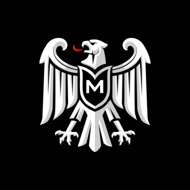 Entellektüel amblem. Geniş kanatlı bir kartal. Prestiji ve otoriteyi sembolize ediyor. Premium marka tasarımı için ideal.