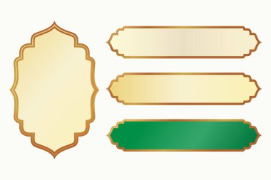 Basit İslami çerçeve arka planı. Lüks altın renkli Arap İslami metin kutusu