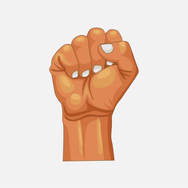 vector of Rised fist hand gesture drawn emblem. hand clenched into fist and rising up symbol clipart