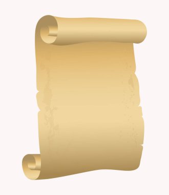 Parşömen kağıdı, parşömen papirüsü, boş çerçeve, çizgi film stili boş, arkaplan vektör çizimi. Dokulu ui varlığı, ortaçağ, antika element.