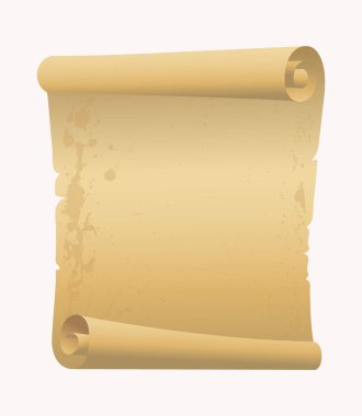 Parşömen kağıdı, parşömen papirüsü, boş çerçeve, çizgi film stili boş, arkaplan vektör çizimi. Dokulu ui varlığı, ortaçağ, antika element.