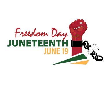 Haziran Özgürlük Günü 'nde. Afro-Amerikan Bağımsızlık Günü, 19 Haziran. Haziran 'da Siyah Özgürlüğü Kutla. pankart, tebrik kartı tasarımı