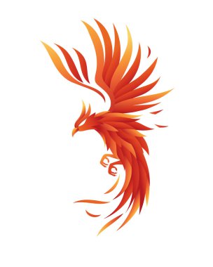 Stilize olmuş bir Anka kuşu. Ateşli özü ve yeniden doğuş ve ölümsüzlükle bağdaştırmasıyla bilinen efsanevi bir kuş. Canlı turuncu ve kırmızı tüylere sahiptir.