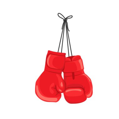 Bağcıklarından sarkan bir çift kırmızı boks eldiveni, sporu, rekabeti ve boks ruhunu simgeliyor..