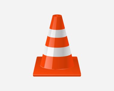 Beyaz yansıtıcı çizgili parlak turuncu trafik konisi, yol güvenliği, inşaat alanları ve trafik kontrolü için kullanılır..