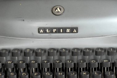 A close-up, side-view shot of a small orange-brown skipper butterfly perched on a dry, brown flower head. The background is a soft-focus warm brown.