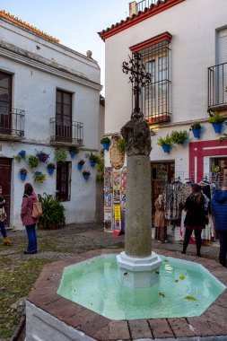 Ünlü Calleja de las Flores Caddesi Cordoba, Endülüs, İspanya