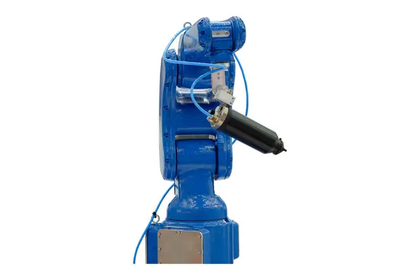 Brazos Pulverización Por Soplado Instalados Robóticos Azules Para Trabajos Pintura —  Fotos de Stock