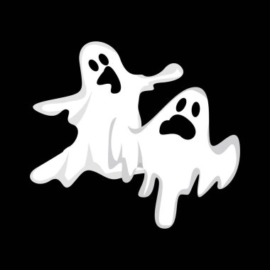 Ghost Logo Design, Halloween Icon, Halloween Costume Illustration, Celebration Banner Template clipart