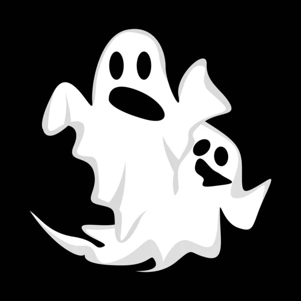 Ghost Logo Design Halloween Ikon Halloween Jelmez Illusztráció Ünnepi Banner — Stock Vector