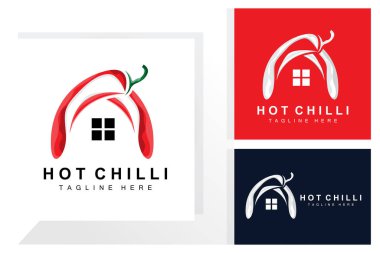 Baharatlı Chili Logo Tasarımı, Kırmızı Sebze İllüstrasyonu, Mutfak Malzemeleri, Acılı Chili Vector Ürünleri