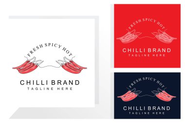 Baharatlı Chili Logo Tasarımı, Kırmızı Sebze İllüstrasyonu, Mutfak Malzemeleri, Acılı Chili Vector Ürünleri