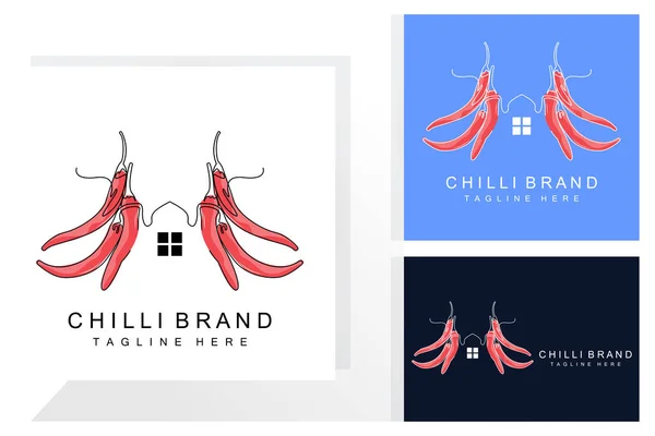 Würzige Chili Logo Gestaltung Illustration Für Rotes Gemüse Küchenzutaten Hot — Stockvektor