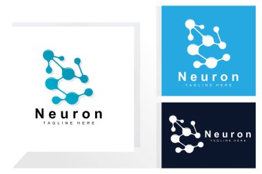 Neuron Logo Design Vector nerve cell illustration Molecular DNA health brand