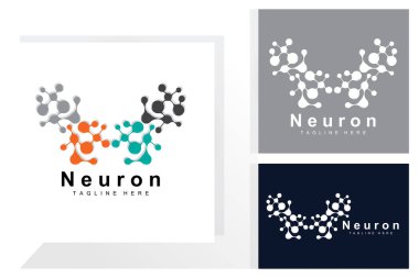 Neuron Logo Design Vector nerve cell illustration Molecular DNA health brand