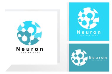 Neuron Logo Design Vector nerve cell illustration Molecular DNA health brand