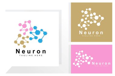 Neuron Logo Design Vector nerve cell illustration Molecular DNA health brand