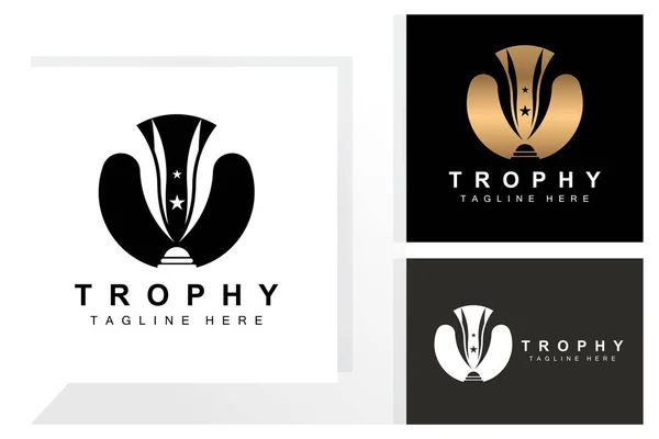 Trophy Logo Design Award Winner Championship Trophy Vector Success Brand — 스톡 벡터