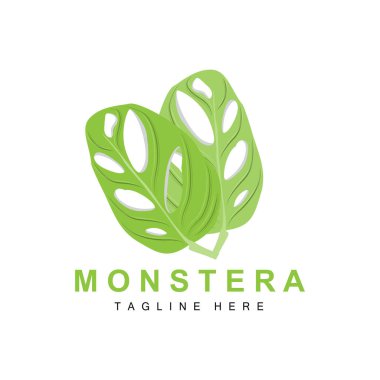 Monstera adansonii Yaprak Logosu, Yeşil Bitki Vektörü, Ağaç Vektörü, Nadir Yaprak İllüstrasyonu