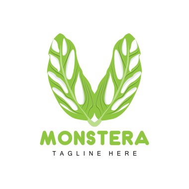 Monstera adansonii Yaprak Logosu, Yeşil Bitki Vektörü, Ağaç Vektörü, Nadir Yaprak İllüstrasyonu