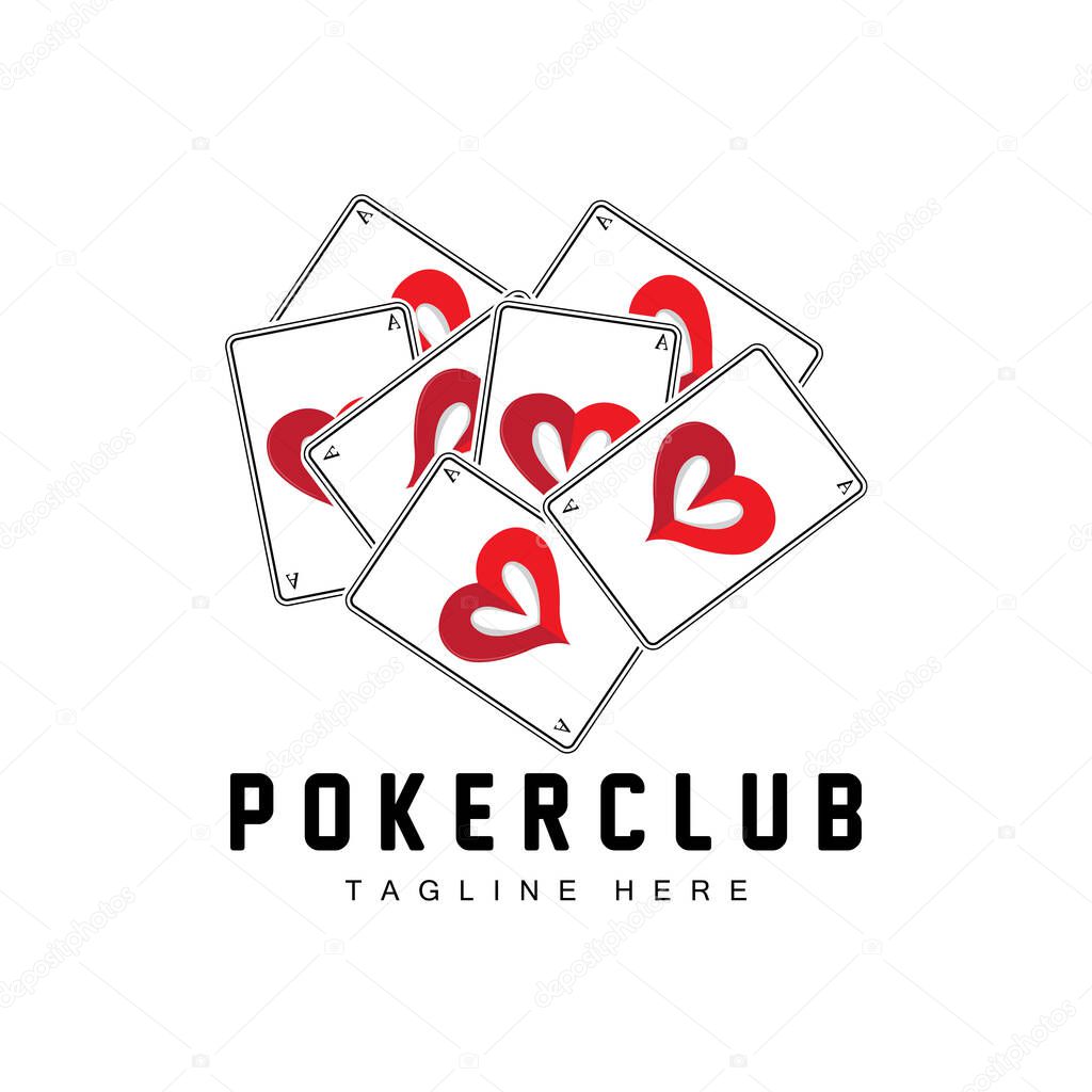 Poker Casino Card Logo, Diamond Card Icon, Hearts, Spades, Ace. Gambling Game Poker Club Design