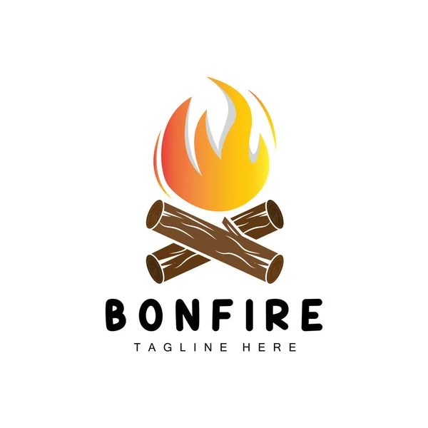 Kamp Ateşi Logosu Tasarımı Kamp Taşıyıcısı Orman Yangını Orman Tasarımı — Stok Vektör