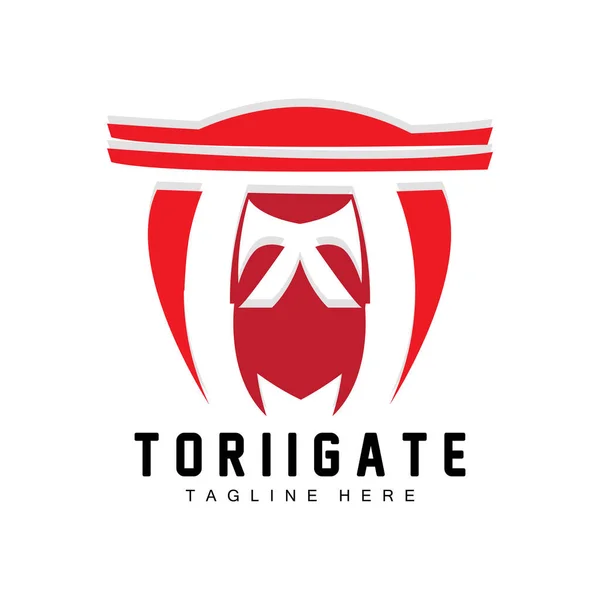 Torii Gate Logo Japanese History Gate Icon Vector Chinese Illustration — 스톡 벡터