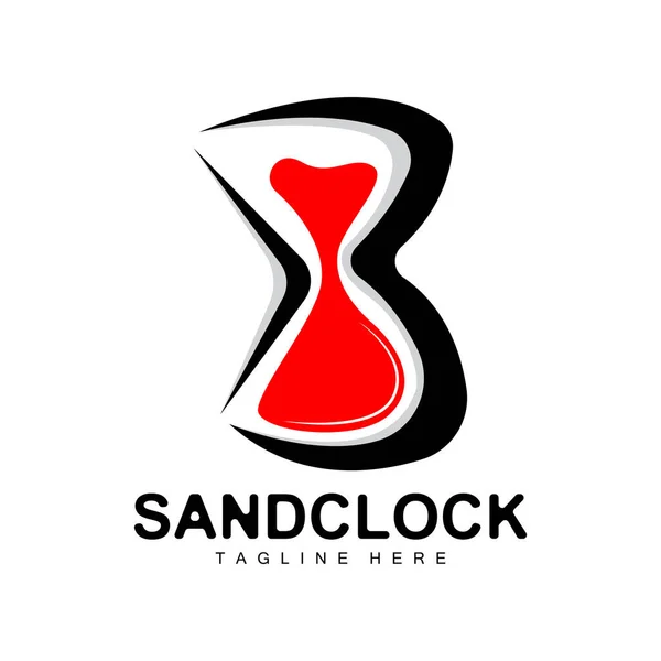 砂時計ロゴ 時計時間デザイン ガラスと砂のスタイル 製品ブランドイラストとテンプレート — ストックベクタ