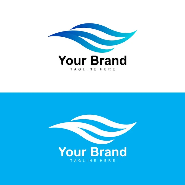 Logo Onda Oceánica Diseño Olas Agua Vector Diseño Marca — Vector de stock