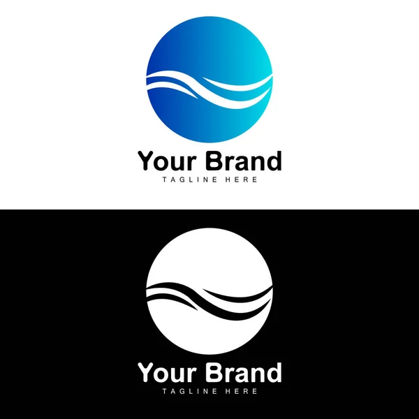 Logo Ocean Wave Design Vodní Vlny Vektor Designu Značky — Stockový vektor