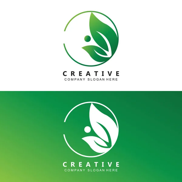 Blatt Logo Vector Eco Energy Symbol Mit Natürlicher Grüner Farbe — Stockvektor