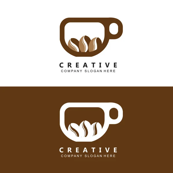 Coffee Logo Vector Coffein Drink Symbol Mit Brauner Kaffeefarbe Design — Stockvektor