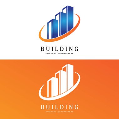 Bina logosu, İkamet Mimarı Vektörü, İnşaat, Apartman ve Konut için Uygun Tasarım