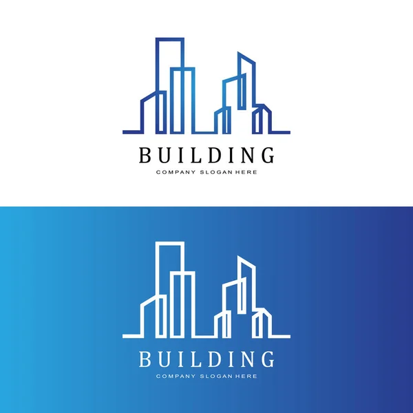 Gebäude Logo Wohn Architekten Vektor Design Geeignet Für Hochbau Wohnung — Stockvektor