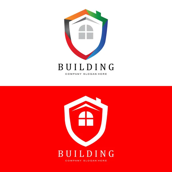 Bina Logosu Kamet Mimarı Vektörü Nşaat Apartman Konut Için Uygun — Stok Vektör