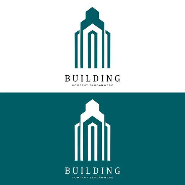 Gebäude Logo Wohn Architekten Vektor Design Geeignet Für Hochbau Wohnung — Stockvektor