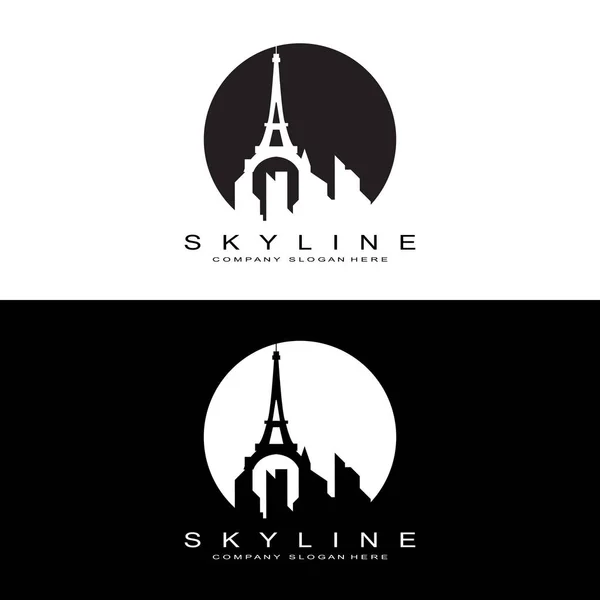 Skyline Logo Tasarımı Şehir Tasarımı Vektör Boyu Binalar Şehir Binası — Stok Vektör