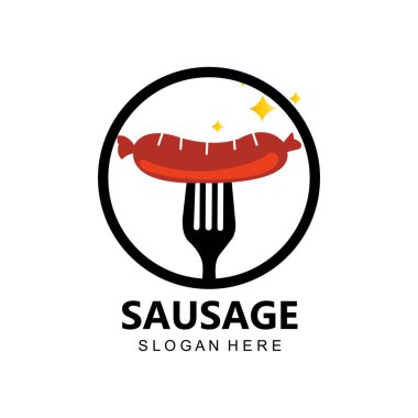 Sosis Logosu, Modern Gıda Vektörü, Izgara Gıda Markaları, Barbekü, Sosis Dükkanı, Hotdog