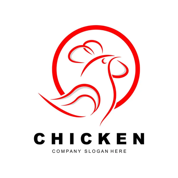 鸡肉标志 农场动物标识符 鸡场设计 油炸鸡舍 咖啡屋 — 图库矢量图片