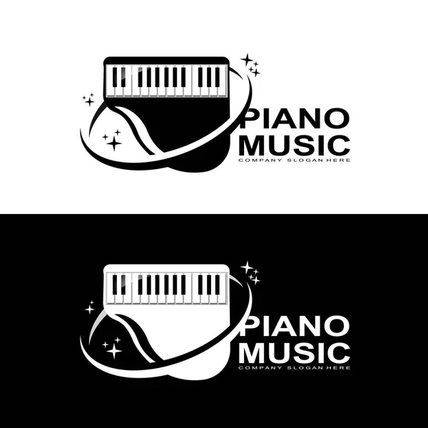 Logotipo Piano Instrumento Musical Vetor Design Music Store Piano Music — Vetor de Stock
