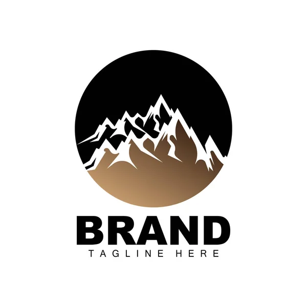 Mountain Logo Vector Bergsteigen Abenteuer Design Zum Klettern Kletterausrüstung Und — Stockvektor