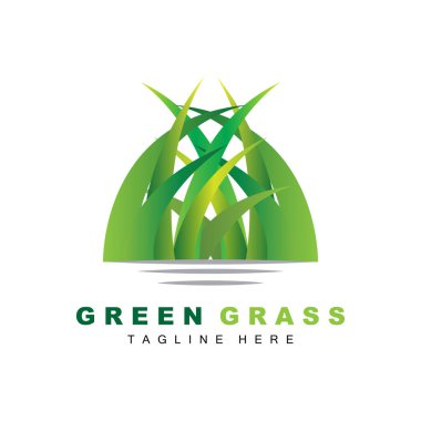 Green Grass Logo Design, Farm Landscape Illustration, Natural Scenery Vector