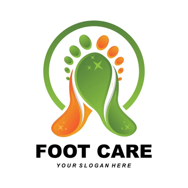 Foot Care Logo Design Health Illustration Woman Pedicure Salon Vector — Stok Vektör