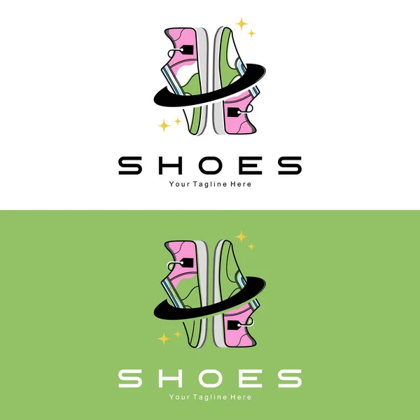Trampki Shoe Logo Design Wektor Ilustracji Trendów Obuwia Młodzieżowego Prosta — Wektor stockowy