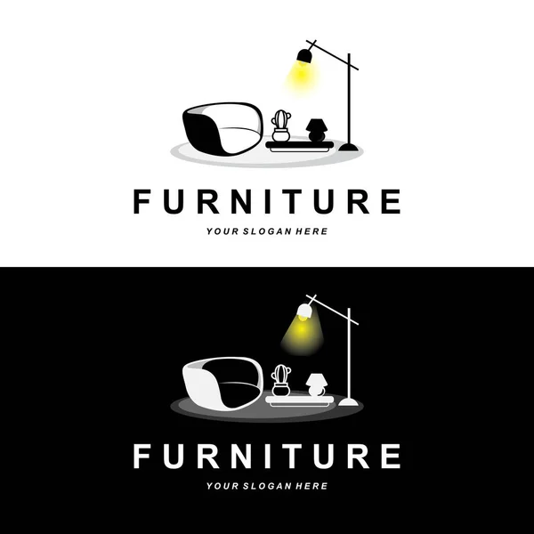 Мебель Логотип Дизайн Домашней Мебели Комната Иконка Иллюстрация Стол Стул — стоковый вектор